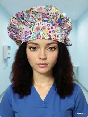 Floral Surgical Hat - Pink Patterned Scrub Cap